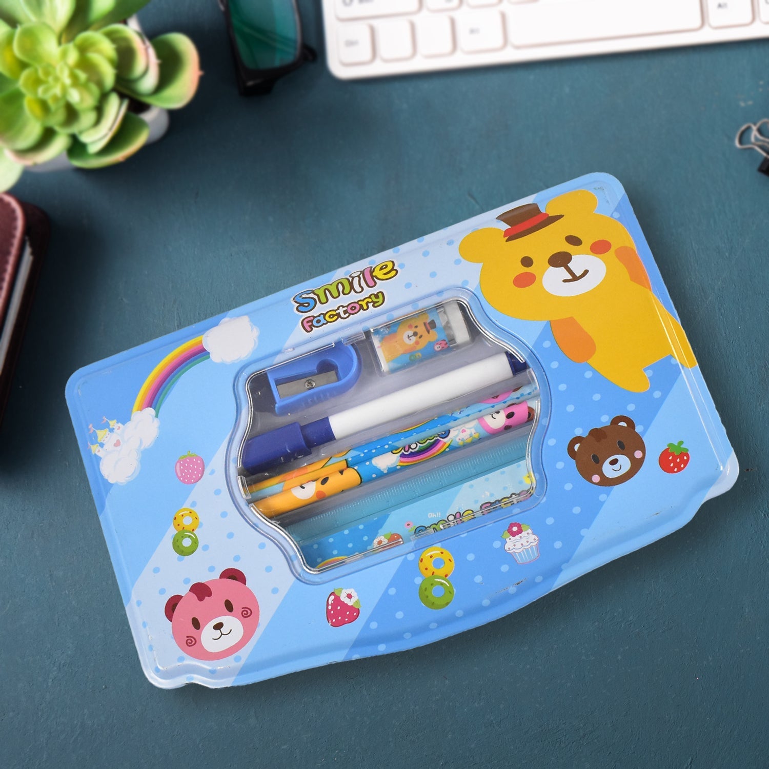 Cartoon Metal Compass Box for Kids with Stationery (6 Pc Set) Cartoon Metal Compass Box for Kids with Stationery (6 Pc Set)